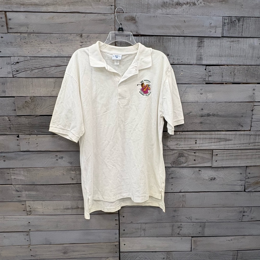 ITEM#86 CAMEL POLO shirt golf 1st annual Camel classic 

Size L

21x29
